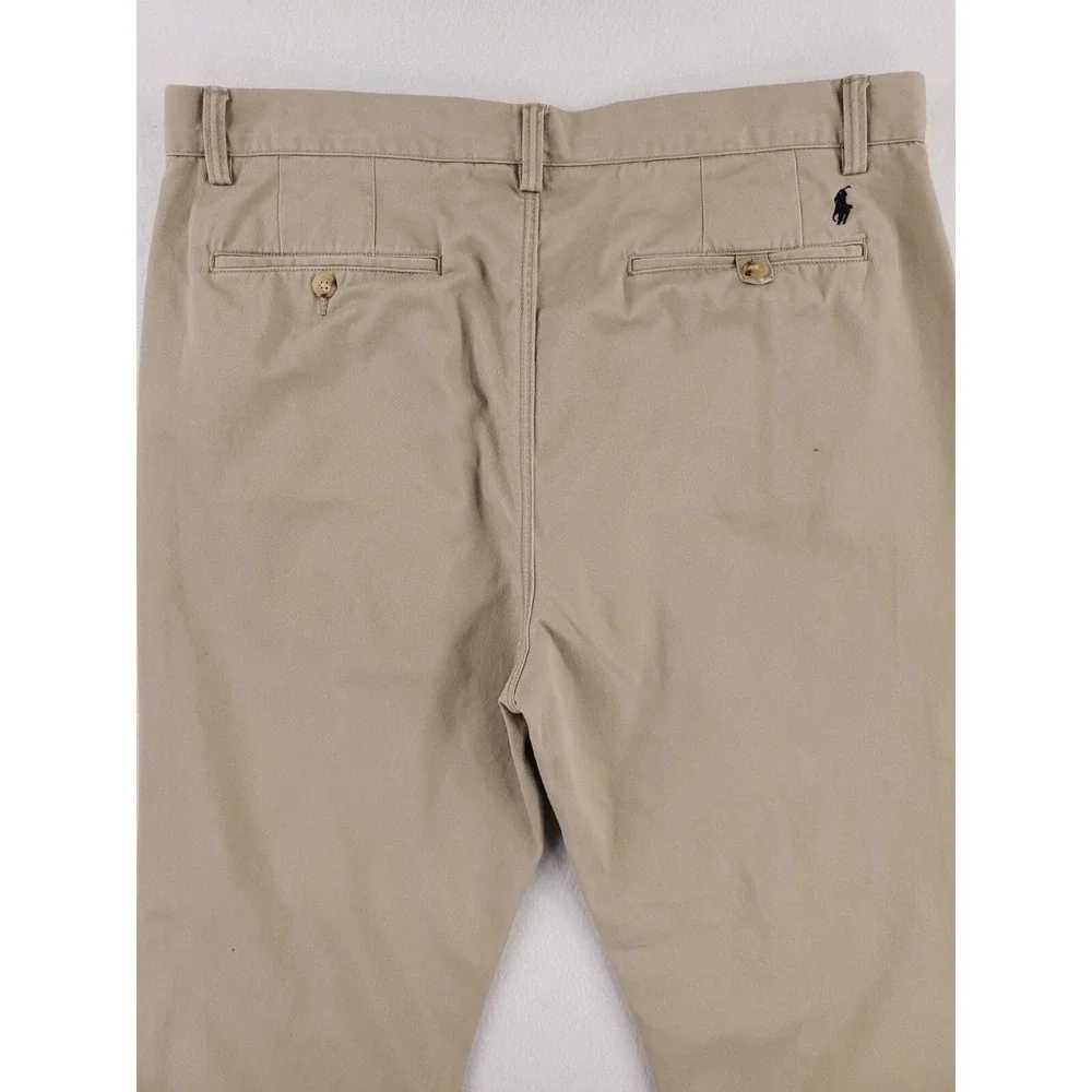 Polo Ralph Lauren Pants Mens 35x32*‎ Khaki Classic Fit Chino Flat Front Preppy